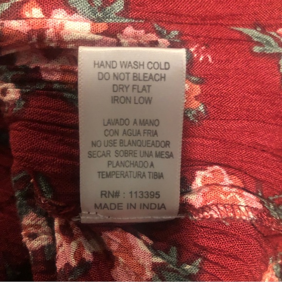 En Creme 100% Rayon Floral Flare Sleeves Mini Dress Large - Picture 6 of 7